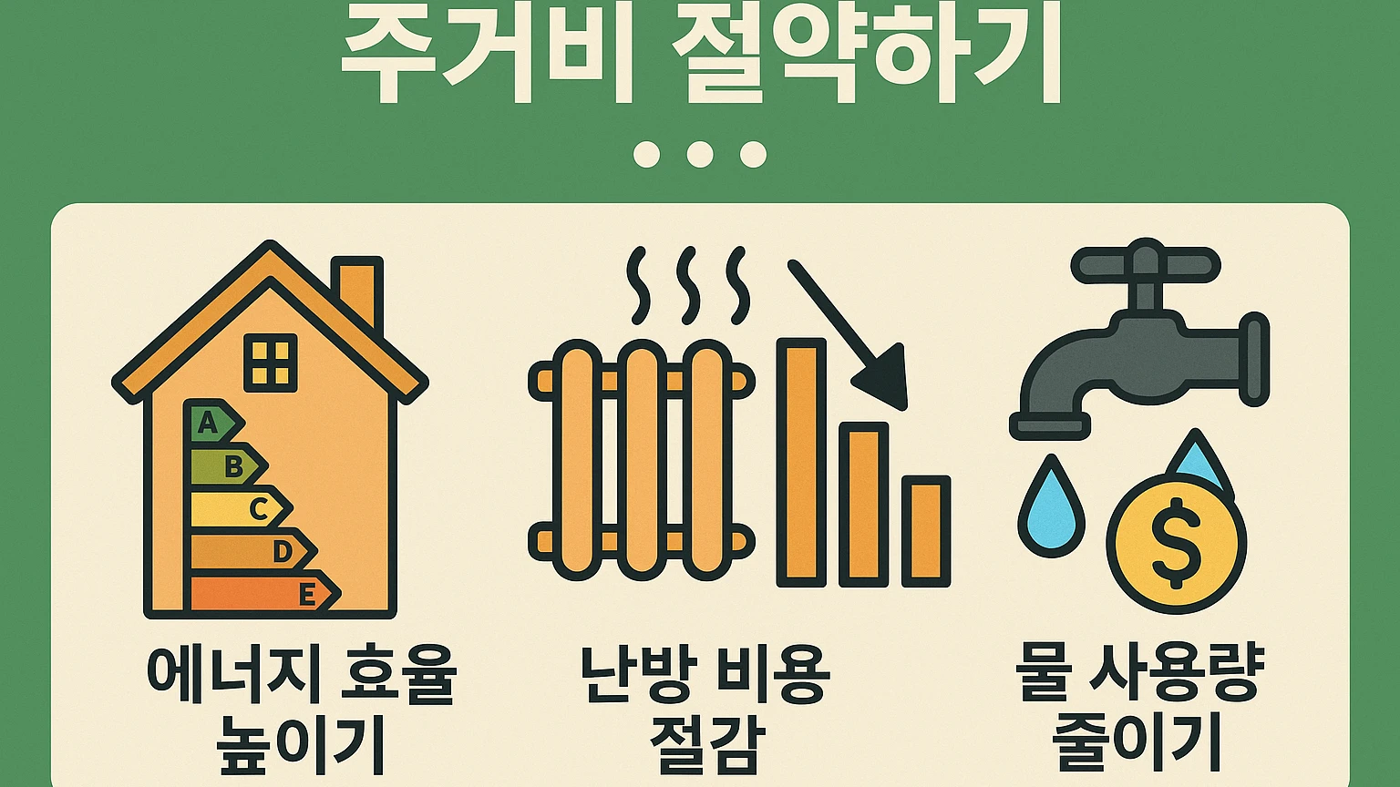 집에서 할 수 있는 주거비 절약 노하우 5가지 주거비 절약 관련 이미지